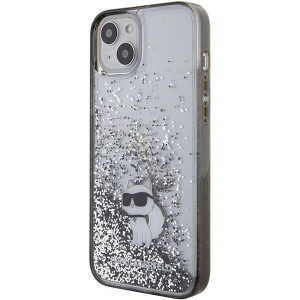 Оригинален гръб KARL LAGERFELD Liquid Glitter Choupette - iPhone 15 Plus прозрачен - Img 2