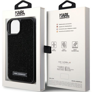 Оригинален гръб KARL LAGERFELD Rhinestone Logo Metal Plate - iPhone 15 черен - Img 8