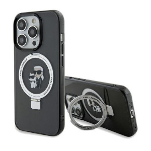 Оригинален гръб KARL LAGERFELD Ring Stand Karl & Choupette MagSafe - iPhone 14 Pro черен - Img 1