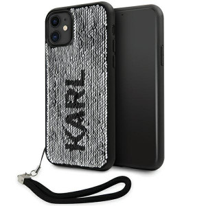 Оригинален гръб KARL LAGERFELD Sequins Cord KLHCN61PSQRKS - iPhone 11 сребрист - Img 1