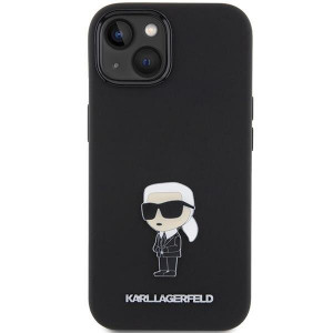 Оригинален гръб KARL LAGERFELD Silicone Ikonik Metal Pin - iPhone 15 черен - Img 3