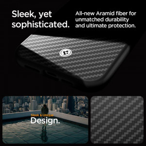Оригинален гръб SPIGEN Enzo Aramid MagSafe - iPhone 15 Pro черен мат - Img 11