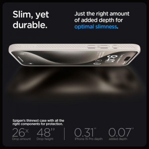 Оригинален гръб SPIGEN Liquid Air - iPhone 15 Pro natural titanium - Img 6