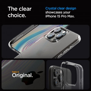 Оригинален гръб SPIGEN Ultra Hybrid - iPhone 15 Pro Max Frost Clear - Img 10