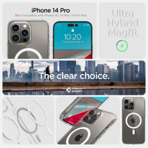 Оригинален гръб SPIGEN Ultra Hybrid MagSafe - iPhone 14 Pro бял - Img 8