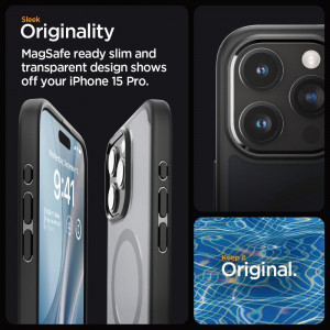 Оригинален гръб SPIGEN Ultra Hybrid MagSafe - iPhone 15 Pro Frost Black - Img 10