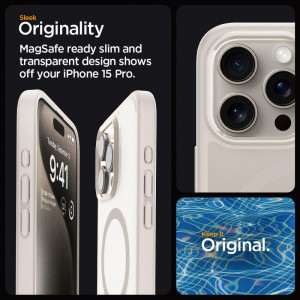 Оригинален гръб SPIGEN Ultra Hybrid MagSafe - iPhone 15 Pro matte natural titanium - Img 9