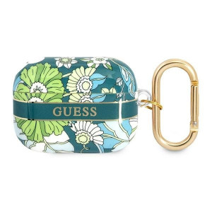 Оригинален калъф за слушалки GUESS Flower Strap GUAPHHFLN - AirPods Pro зелен - Img 1