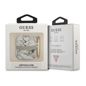 Оригинален калъф за слушалки GUESS Marble Strap GUA2HCHMAG - AirPods 1 / 2 сив - Img 3