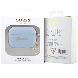 Оригинален калъф за слушалки GUESS Silicone Charm Heart GUAP2LSCHSB - AirPods Pro 2 син - Img 4