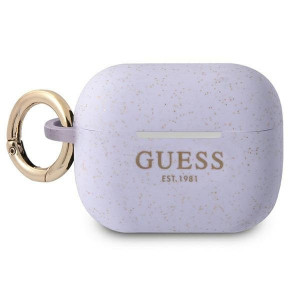 Оригинален калъф за слушалки GUESS Silicone Glitter GUAPSGGEU - AirPods Pro лилав - Img 1