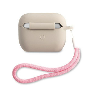 Оригинален калъф за слушалки GUESS Silicone Vintage GUACAPLSVSGP AirPods Pro сив / розов - Img 2