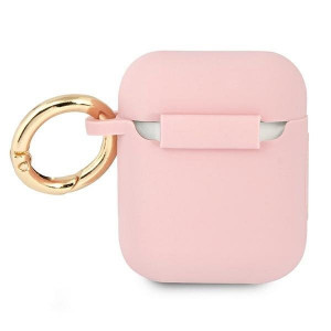 Оригинален калъф за слушалки GUESS Silicone Vintage Script GUA2SSSI - AirPods 1 / 2 розов - Img 2