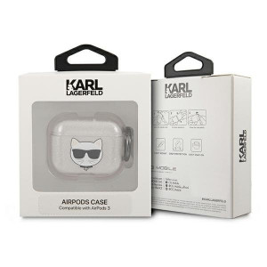 Оригинален калъф за слушалки Karl LAGERFELD Glitter Choupette KLA3UCHGS - AirPods 3 сребрист - Img 3