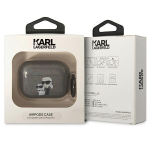 Оригинален калъф за слушалки Karl LAGERFELD Glitter Karl&Choupette KLAPHNKCTGK - AirPods Pro черен - Img 3