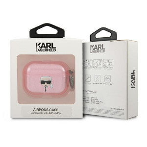 Оригинален калъф за слушалки Karl LAGERFELD Glitter Karl's Head KLAPUKHGP - AirPods Pro розов - Img 3