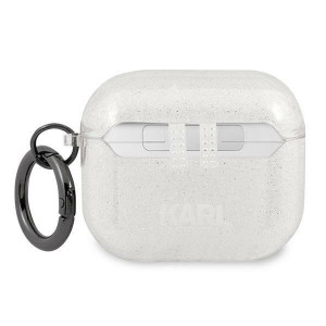 Оригинален калъф за слушалки Karl LAGERFELD Glitter Karl's Head KLA3UKHGS - AirPods 3 сив - Img 2