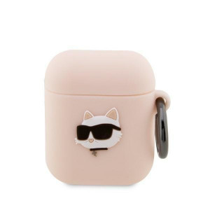 Оригинален калъф за слушалки Karl LAGERFELD Silicone Choupette Head 3D KLA2RUNCHP - AirPods 1 / 2 розов - Img 1
