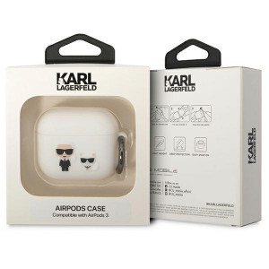 Оригинален калъф за слушалки Karl LAGERFELD Silicone Karl&Choupette KLACA3SILKCW - AirPods 3 бял - Img 3