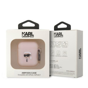 Оригинален калъф за слушалки Karl LAGERFELD Silicone Karl Head 3D KLA2RUNIKP - AirPods 1 / 2 розов - Img 3