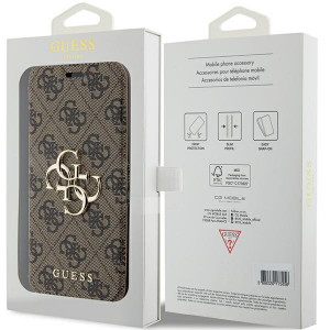 Оригинален калъф тип книга GUESS 4G Metal Logo - iPhone 15 Pro кафяв - Img 7