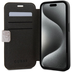 Оригинален калъф тип книга GUESS 4G Metal Logo - iPhone 15 Pro розов - Img 5