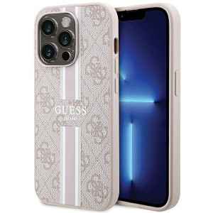 Оригинален калъф тип книга GUESS 4G Printed Stripes MagSafe - iPhone 15 Pro Max розов - Img 1