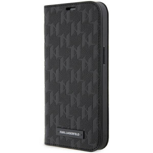 Оригинален калъф тип книга KARL LAGERFELD Saffiano Monogram KLBKP14LSAKLHPK - iPhone 14 Pro черен - Img 1