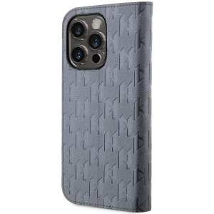 Оригинален калъф тип книга KARL LAGERFELD Saffiano Monogram KLBKP14XSAKLHPG - iPhone 14 Pro Max сребрист - Img 2