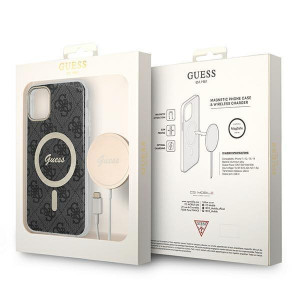 Оригинален комплект GUESS 4G Print (гръб + зарядно) MagSafe GUBPN61H4EACSK - iPhone 11 черен - Img 10