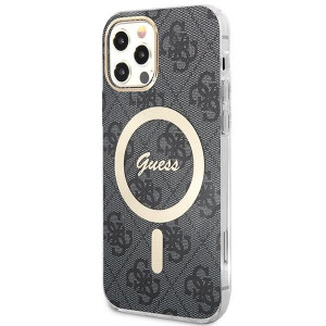 Оригинален комплект GUESS 4G Print (гръб + зарядно) MagSafe GUBPP12MH4EACSK - iPhone 12 / 12 Pro черен - Img 2