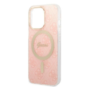 Оригинален комплект GUESS 4G Print (гръб + зарядно) MagSafe GUBPP13LH4EACSP - iPhone 13 Pro розов - Img 6