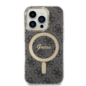 Оригинален комплект GUESS 4G Print (гръб + зарядно) MagSafe GUBPP14LH4EACSK - iPhone 14 Pro черен - Img 3