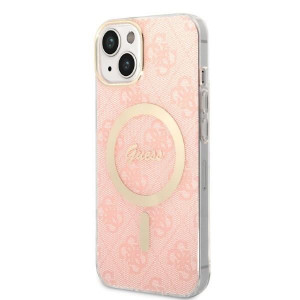 Оригинален комплект GUESS 4G Print (гръб + зарядно) MagSafe GUBPP14MH4EACSP - iPhone 14 Plus розов - Img 2