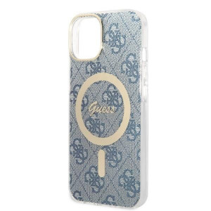 Оригинален комплект GUESS 4G Print (гръб + зарядно) MagSafe GUBPP14SH4EACSB - iPhone 14 син - Img 6