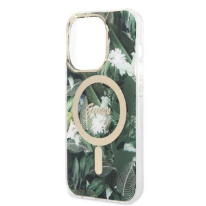 Оригинален комплект GUESS Jungle (гръб + зарядно) MagSafe GUBPP14LHJEACSA - iPhone 14 Pro зелен - Img 6