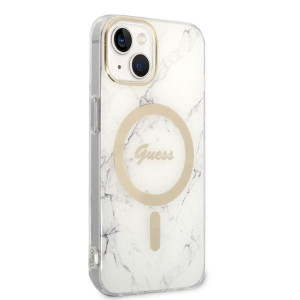 Оригинален комплект GUESS Marble (гръб + зарядно) MagSafe GUBPP14MHMEACSH - iPhone 14 Plus бял - Img 4