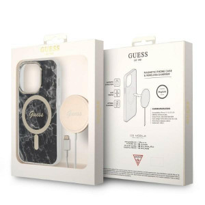 Оригинален комплект GUESS Marble (гръб + зарядно) MagSafe GUBPP14XHMEACSK - iPhone 14 Pro Max черен - Img 10