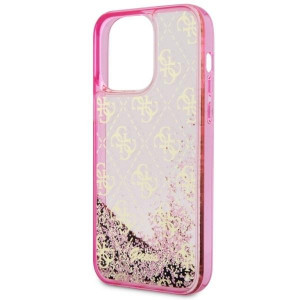 Оригинален полупрозрачен гръб GUESS 4G Liquid Glitter GUHCP14LLC4PSGP - iPhone 14 Pro розов - Img 6