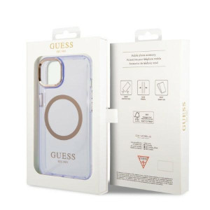 Оригинален полупрозрачен твърд гръб GUESS Gold Outline MagSafe GUHMP14SHTCMU - iPhone 14 лилав - Img 8