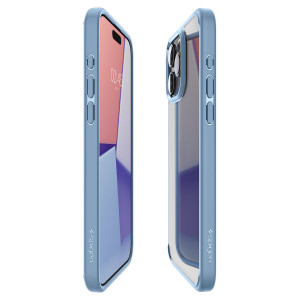 Оригинален прозрачен гръб с цветна рамка SPIGEN Crystal Hybrid - iPhone 15 Pro Max sierra blue - Img 2