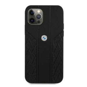 Оригинален твърд гръб от еко кожа BMW Leather Curve Perforate BMHCP12MRSPPK - iPhone 12 / 12 Pro черен - Img 3