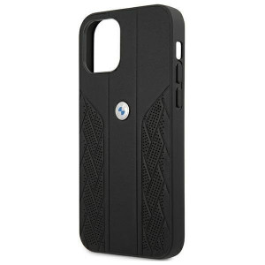 Оригинален твърд гръб от еко кожа BMW Leather Curve Perforate BMHCP12SRSPPK - iPhone 12 mini черен - Img 6