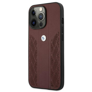Оригинален твърд гръб от еко кожа BMW Leather Curve Perforate BMHCP13LRSPPR - iPhone 13 Pro червен - Img 2