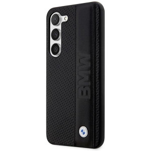 Оригинален твърд гръб от еко кожа BMW Leather Textured & Stripe BMHCS23S22RDPK - Samsung Galaxy S23 черен - Img 2
