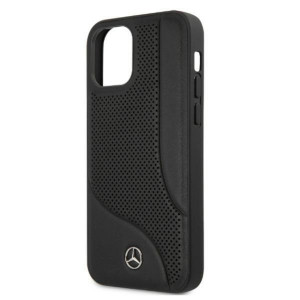 Оригинален твърд гръб с естествена кожа MERCEDES Leather Perforated Area MEHCP12LCDOBK - iPhone 12 Pro Max черен - Img 6