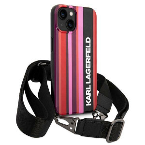 Оригинален твърд гръб с презрамка KARL LAGERFELD Color Stripes Strap KLHCP14SSTSTP - iPhone 14 розов - Img 3
