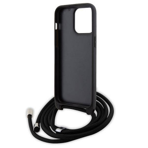 Оригинален твърд гръб с презрамка KARL LAGERFELD Saffiano Monogram Metal Pin Karl & Choupette - iPhone 15 Pro Max черен - Img 6