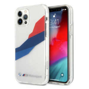 Оригинален твърд гръб BMW Motorsport Tricolor BMHCP12LSKTGT - iPhone 12 Pro Max прозрачен с лента - Img 1