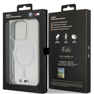 Оригинален твърд гръб BMW Silver Ring MagSafe BMHMP14LHCRS - iPhone 14 Pro прозрачен - Img 8